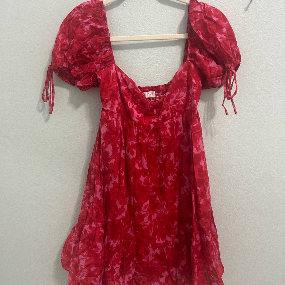 vestique Red Floral Mini Dress